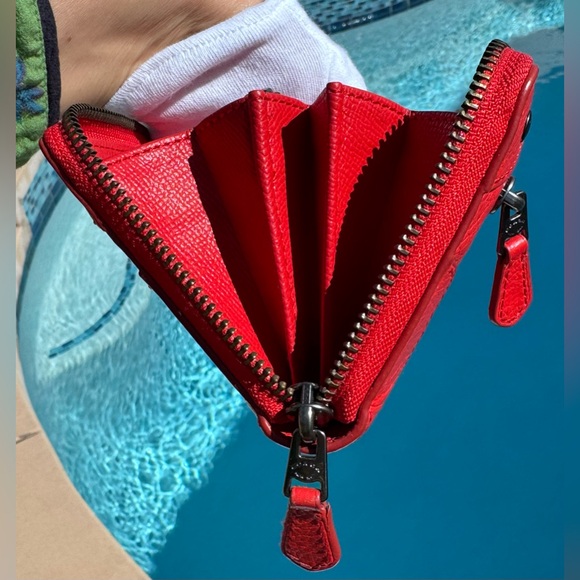 Coach Mickie Zip Wallet Red and Gunmetal EUC - Picture 12 of 14